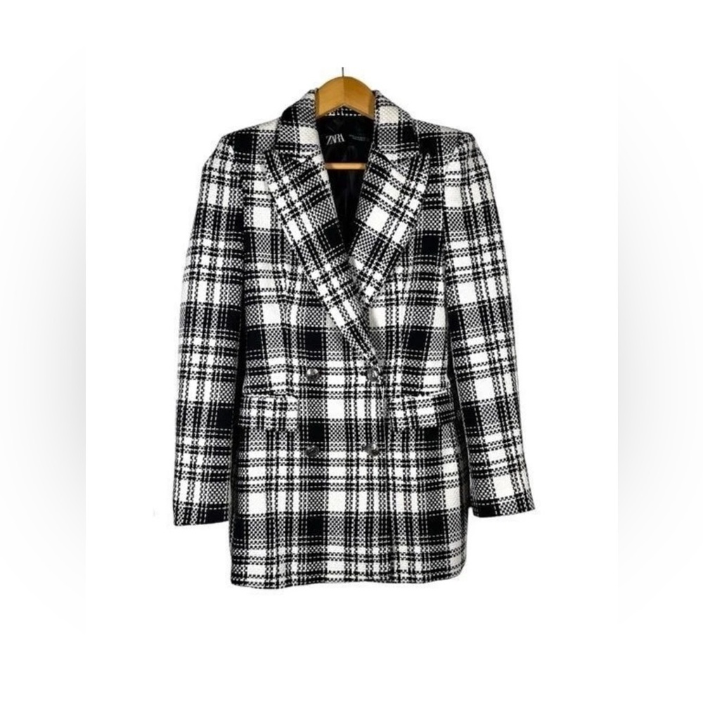 Zara Women's Monochrome Checkered Blazer